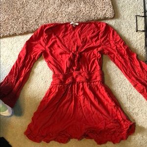 Front tie flare romper